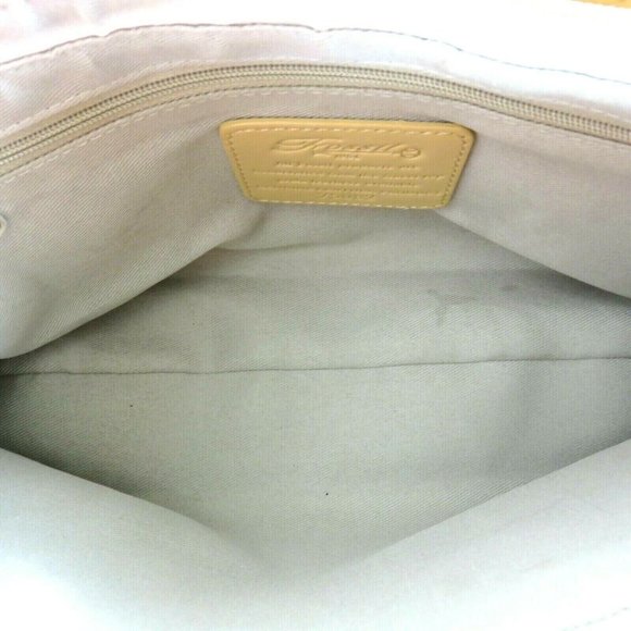 Vintage FOSSIL Tan Woven Leather Shoulder Bag Key Charm Zipper Handbag Purse - Picture 10 of 12